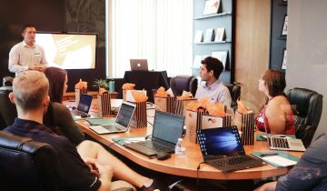 Professional team planning a project management workshop